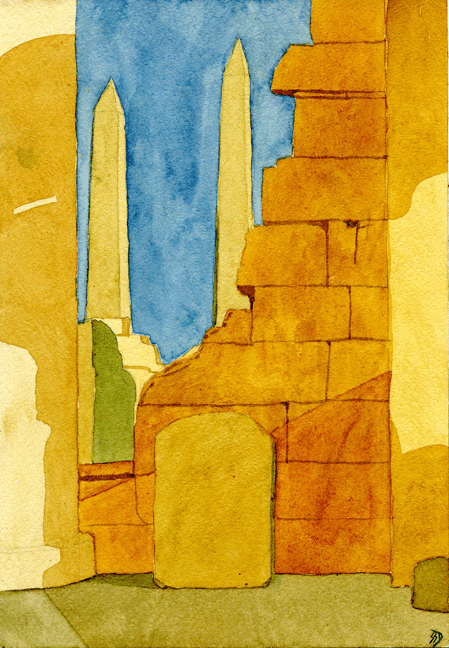 Luxor Temple Water Color